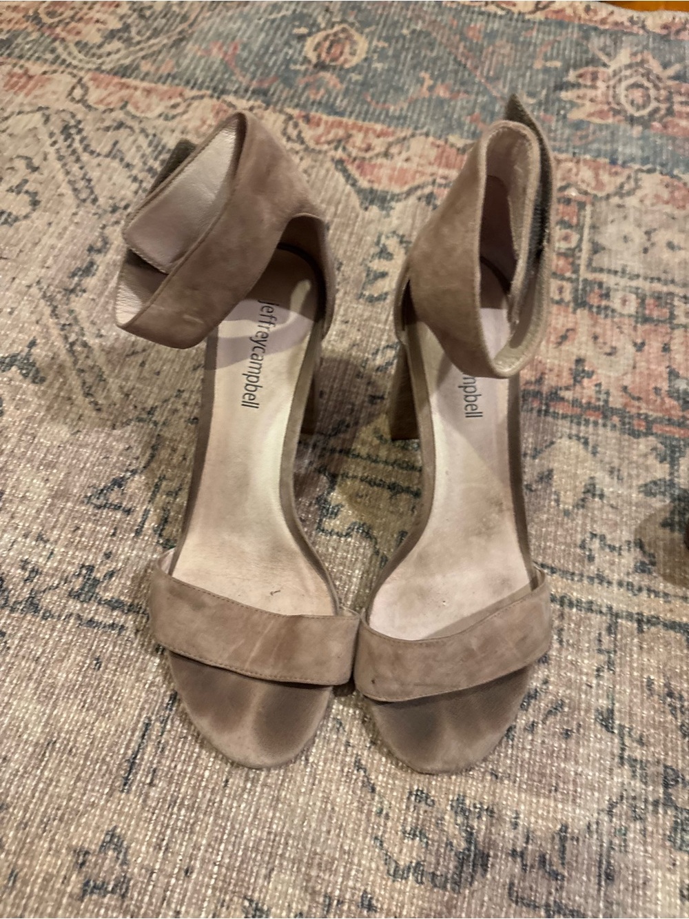 Jeffrey Campbell Taupe Suede Open-Toe Ankle-Strap Heels